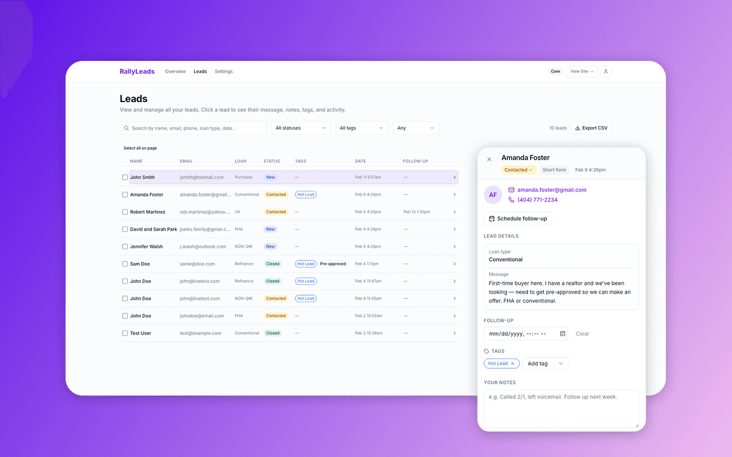 RallyLeads project preview