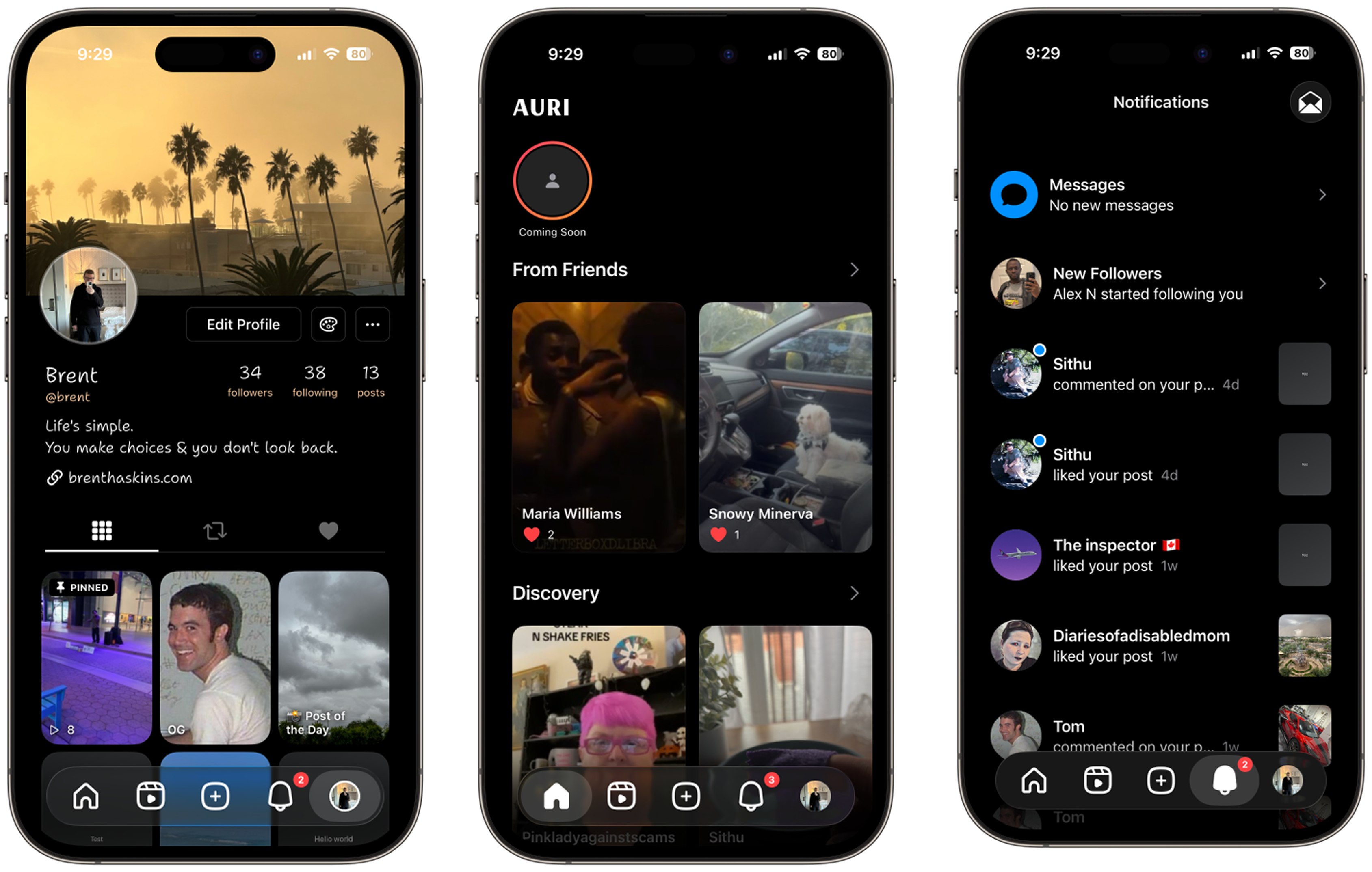 Auri - Social Media Platform Screenshot